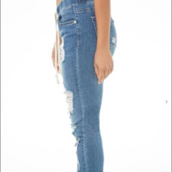 Distressed Drawstring Jeans - Picture 3 of 6